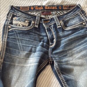 Rock Revival Distressed Blue Cropped Jeans